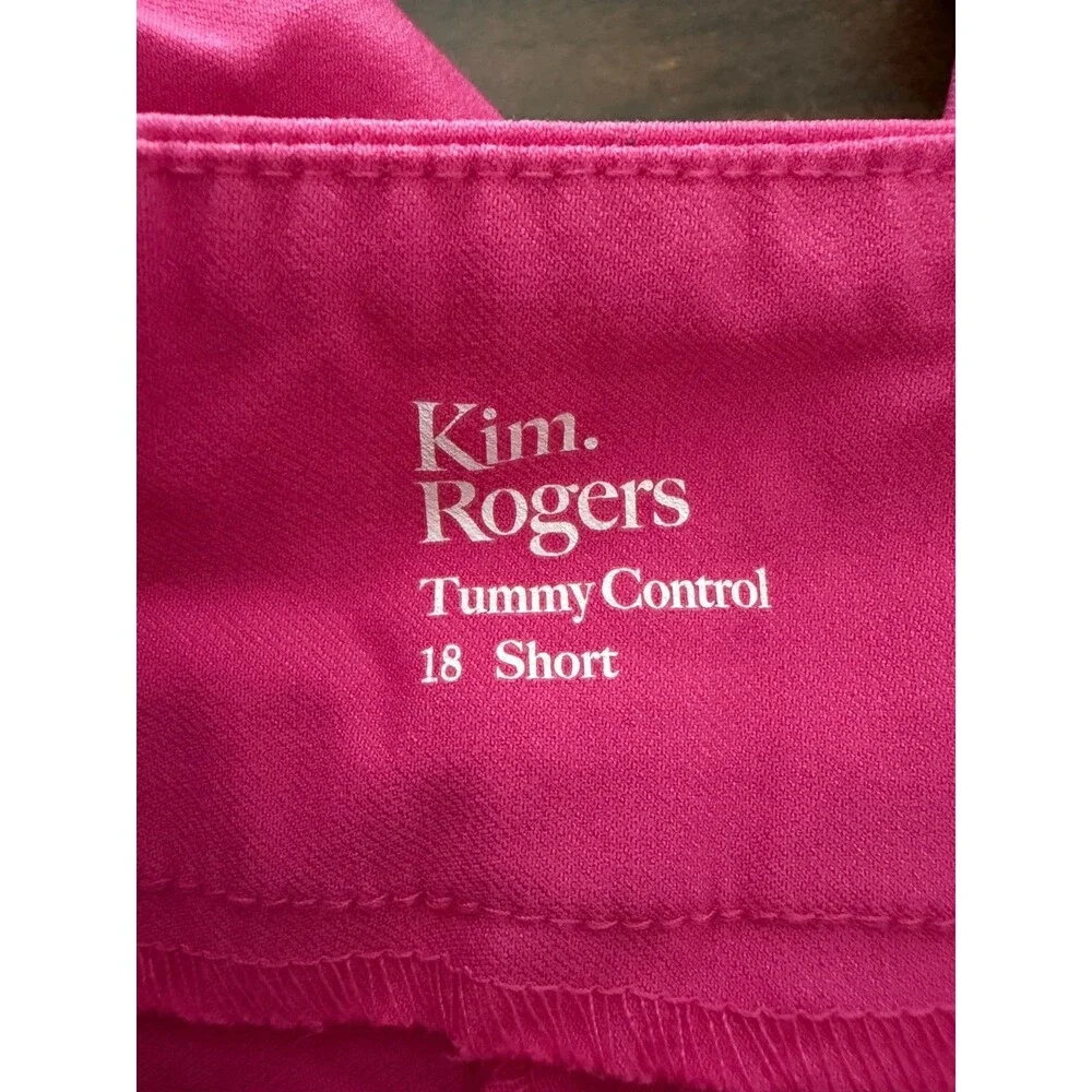 Kim Rogers Millennium Straight Pull On Tummy Control Pants Pink Sz 18 Short NWT
